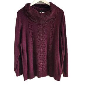 Haggar burgundy cowl neck sweater with elbow patches